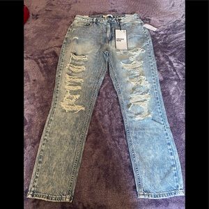 Almost Famous Distressed Blue Mom Jeans